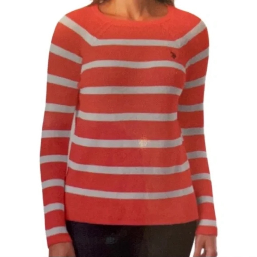 U S Polo Assn Striped Long Sleeves Sweater Casual Lightweight Fall Size M